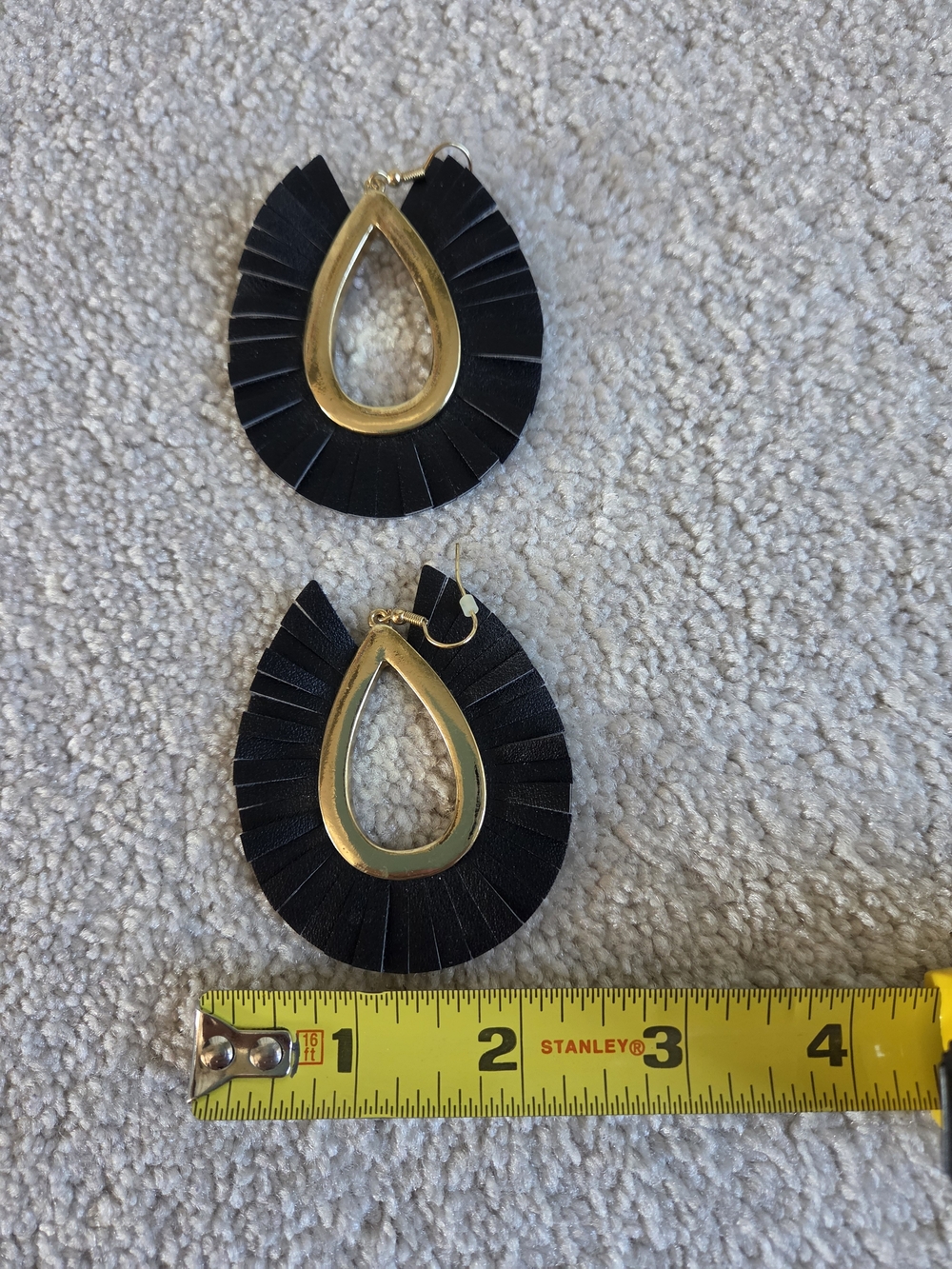 Parklane Gold Teardrop Fringe Earrings in Black - Picture 4 of 5